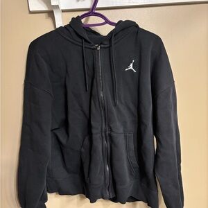 Jordan Black Zip-Up Hoodie with white Logo